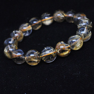 東海縣盛飾珠寶 編號TLG02110150001.05純天然發(fā)晶鈦晶圓珠手鏈鑒賞